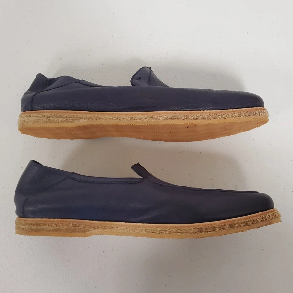 Andrea‎ Ventura Firenze Mens Sailor Shoes Size 41 Blue Leather Loafers Designer